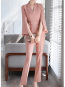 Ženski jednobojni blejzer Set od 2 komada Elegantne poslovne šik jakne Kaput Pencil odijelo s hlačama Uredsko žensko usko poslovno odijelo s hlačama