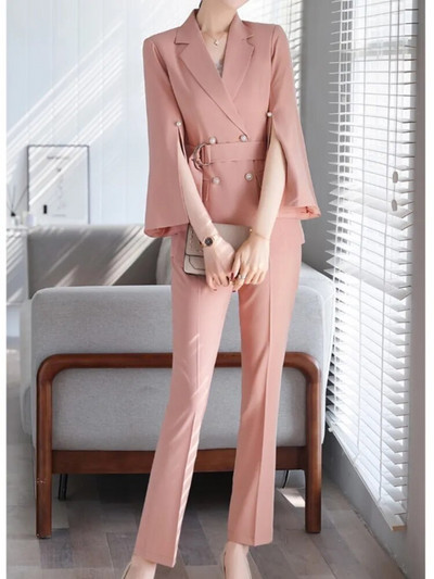 Ženski jednobojni blejzer Set od 2 komada Elegantne poslovne šik jakne Kaput Pencil odijelo s hlačama Uredsko žensko usko poslovno odijelo s hlačama