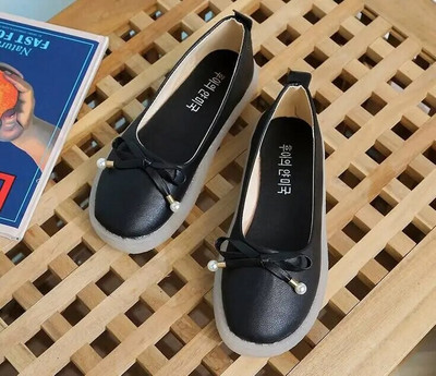 Proljeće i jesen 2022. Nove jednostruke cipele s mašnom u korejskom stilu Ženske ravne udobne cipele u obliku graška s plitkim ustima i četvrtastim prstima