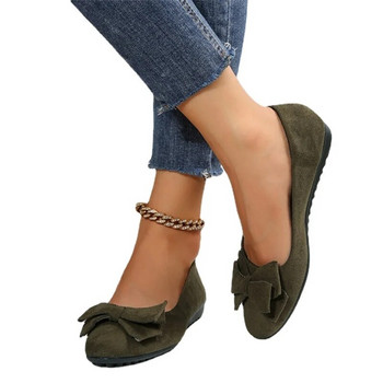 Дамски S плоски обувки 2023 Есенни дамски обувки Комфортни меки плоски обувки Ежедневни обувки тип помпи с плитък бантик Външни обувки за ходене Zapatos Mujer