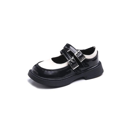 2023. Nove jednostavne crne uniforme, dječje školske cipele, s okruglim prstima, odgovarajuće boje, PU kopča, neklizajuće, dječje modne kožne cipele, ravne