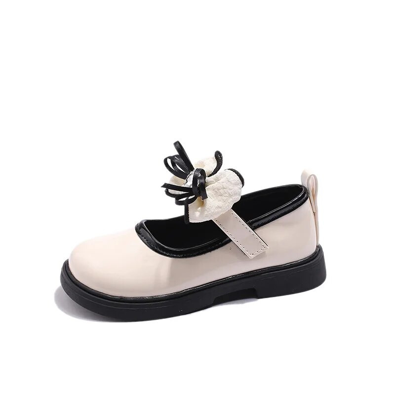 Nove jednostavne kožne cipele za djevojčice iz 2023. Sjajne dječje modne kožne cipele s mašnom u boji, neklizajuće, s okruglim prstima, dječje