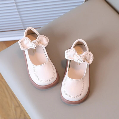 Nove jednostavne ležerne cipele za djevojčice iz 2023., isporuka s mašnom za okrugle prste, slatke dječje kožne cipele koje se ne kližu, dječja modna korejska