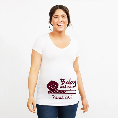 It`s Twins Terhességi póló Felsők Kismama Ruházat Nagy méretű, rövid ujjú terhes pólók Rajzfilm Nyomtatott Hirdetmény Pó