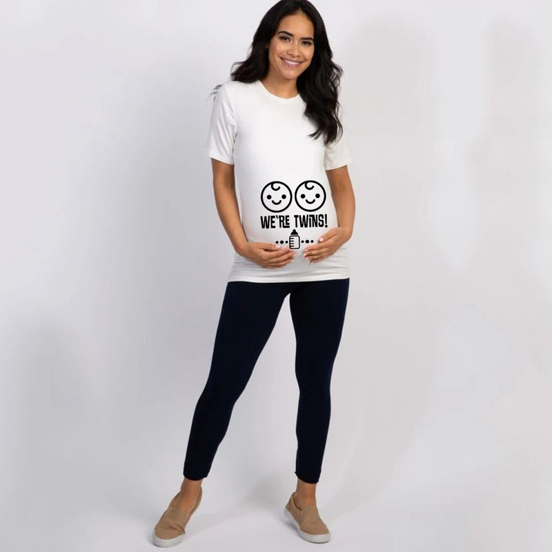 It`s Twins Terhességi póló Felsők Kismama Ruházat Nagy méretű, rövid ujjú terhes pólók Rajzfilm Nyomtatott Hirdetmény Pó