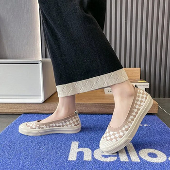 2023 New Fashion Slip Onround Toe Mesh Loafers Αναπνεύσιμο Stretch Μπαλέτο ρηχά γυναικεία παπούτσια για βάρκα με μαλακό κάτω μέρος