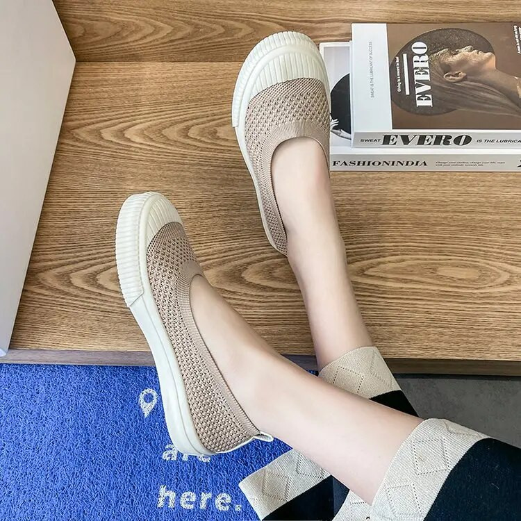 2023-as, új divatos, körkörös orrú, hálós naplopók Légáteresztő sztreccs balett, sekély lapos női, puha aljú hegyes orrú csónakcipők