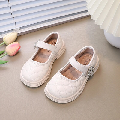 Daudzpusīgi, mīksti bērnu modes ādas apavi ar āķi un cilpu Princeses sekli loaferi Rhinestones bērnu apavi korejiešu stilā ikdienas