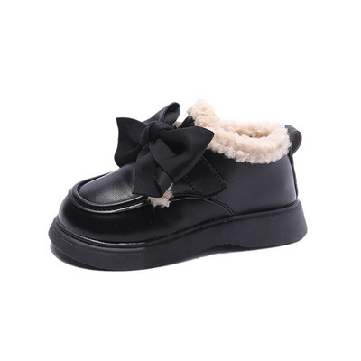 Mergaičių medvilniniai batai Princesės lankelis odiniai batai rudens žiemai Nauji vaikiški mada pliušiniai šilti sniego batai neslystantys minkštu padu
