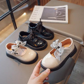 Djevojčice Kožne cipele za plesnu zabavu Vjenčanje Crne školske dječje ravne cipele s čipkanom leptir mašnom Princeza Slatka moda 2023. proljeće 26.-36.