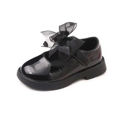 Djevojčice Kožne cipele za plesnu zabavu Vjenčanje Crne školske dječje ravne cipele s čipkanom leptir mašnom Princeza Slatka moda 2023. proljeće 26.-36.
