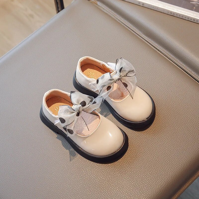 Djevojčice Kožne cipele za plesnu zabavu Vjenčanje Crne školske dječje ravne cipele s čipkanom leptir mašnom Princeza Slatka moda 2023. proljeće 26.-36.