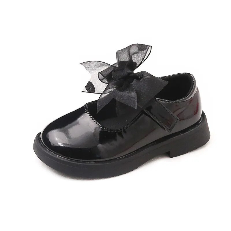Djevojčice Kožne cipele za plesnu zabavu Vjenčanje Crne školske dječje ravne cipele s čipkanom leptir mašnom Princeza Slatka moda 2023. proljeće 26.-36.