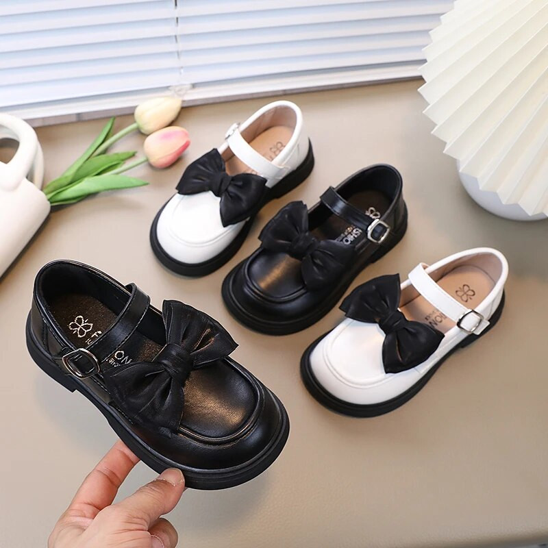 2023. Nove jednostavne, svestrane, mekane mašne, crne dječje kožne cipele na kuku i petlju, dječje mekane cipele za princeze, školske cipele s isporukom u paketu