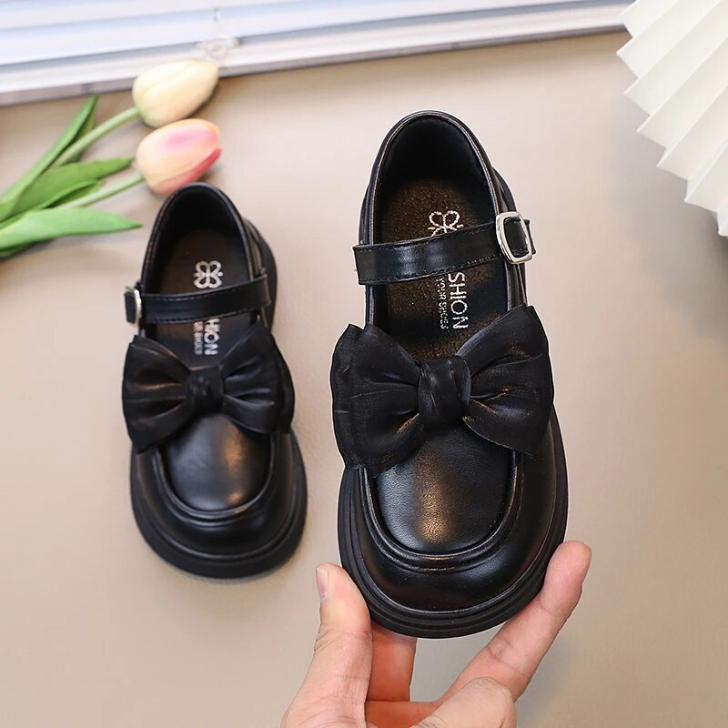 2023. Nove jednostavne, svestrane, mekane mašne, crne dječje kožne cipele na kuku i petlju, dječje mekane cipele za princeze, školske cipele s isporukom u paketu