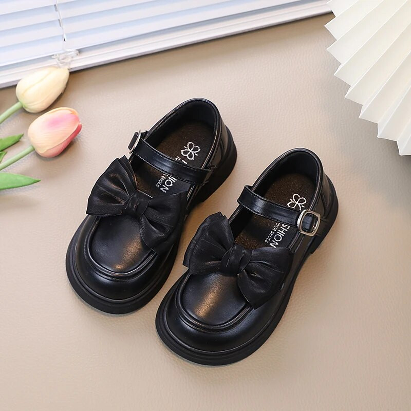 2023. Nove jednostavne, svestrane, mekane mašne, crne dječje kožne cipele na kuku i petlju, dječje mekane cipele za princeze, školske cipele s isporukom u paketu