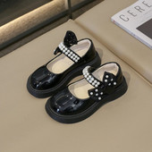 Mekane, jednostavne, s okruglim prstima, 2023. Nove mekane plitke kožne cipele za djevojčice za svadbene revije Jednostavne neklizajuće dječje cipele Sjajne slatke