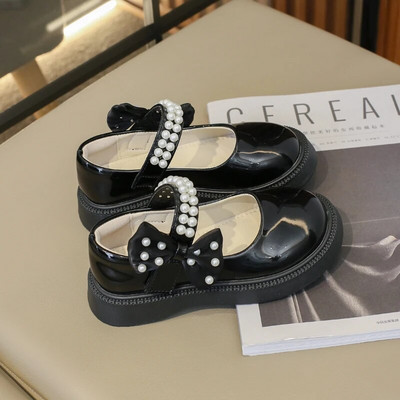 Mekane, jednostavne, s okruglim prstima, 2023. Nove mekane plitke kožne cipele za djevojčice za svadbene revije Jednostavne neklizajuće dječje cipele Sjajne slatke