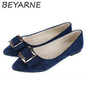 BEYARNE Ženske klasične visoke kvalitete, lagane proljetne ravne cipele Ženske špicaste cipele s metalnom kopčom Crne uredske cipele Zapatos De