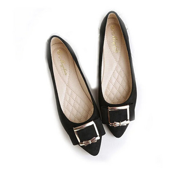 BEYARNE Дамски класически висококачествени леки пролетни плоски обувки Дамски обувки с остър пръст с метална катарама Черни офис обувки Zapatos De