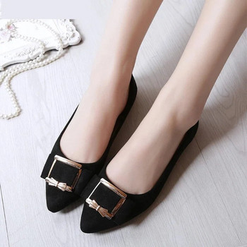 BEYARNE Дамски класически висококачествени леки пролетни плоски обувки Дамски обувки с остър пръст с метална катарама Черни офис обувки Zapatos De