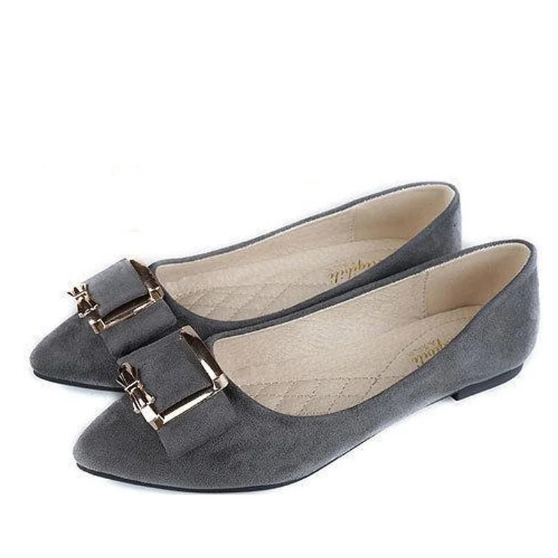 BEYARNE Ženske klasične visoke kvalitete, lagane proljetne ravne cipele Ženske špicaste cipele s metalnom kopčom Crne uredske cipele Zapatos De