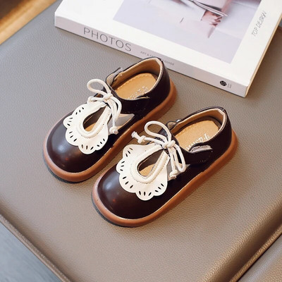 2023. gada mīkstas, retro stila bērnu apavi Meiteņu, dobu mežģīņu krāsu saskaņošanas unikāli plakani, sekli klaipi Princese Daudzpusīgi bērnu ikdienas apavi