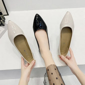 Vienkāršas, ērtas sieviešu profesionālās plakanas kurpes 2022. gada jauns Eiropas stila sieviešu lakādas laivu apavi sieviešu apavi