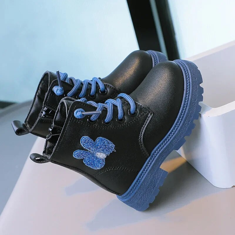 Jauni pavasara un rudens korejiešu stila princešu bērnu ādas zābaki 2023. gada modes daudzpusīgi, meiteņu zābaki, izšuvumi, bērnu ikdienišķi