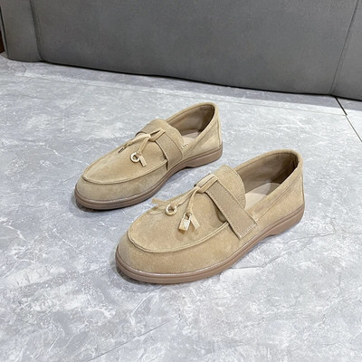 2022. gada liela izmēra zamšādas plakanie, ērta, apaļa purngala metāla slēdzene Dekoratīvi ikdienas apavi Klasiski viegli, ērti svārki