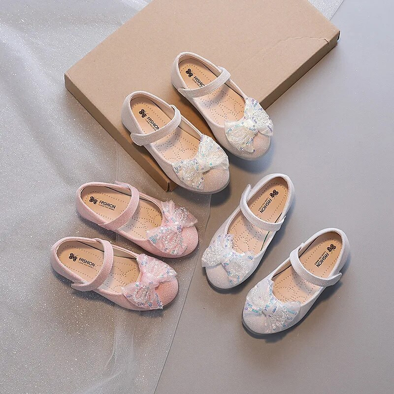 Tüdrukute nahast kingad Mood Laste litrid Rhinestone Printsesskingad Laste mood Pehme tallaga tantsukingad Korea madalad kontsad