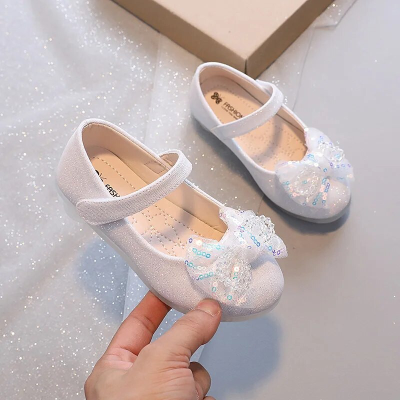 Tüdrukute nahast kingad Mood Laste litrid Rhinestone Printsesskingad Laste mood Pehme tallaga tantsukingad Korea madalad kontsad