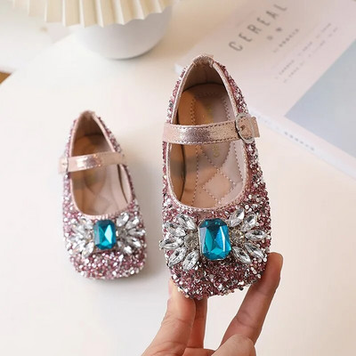 Lányos cipők 2023 nyár, új strasszok, gyönyörű Mary Janes puha hercegnős gyerekcipők parti esküvői bemutatókra Britain Flats