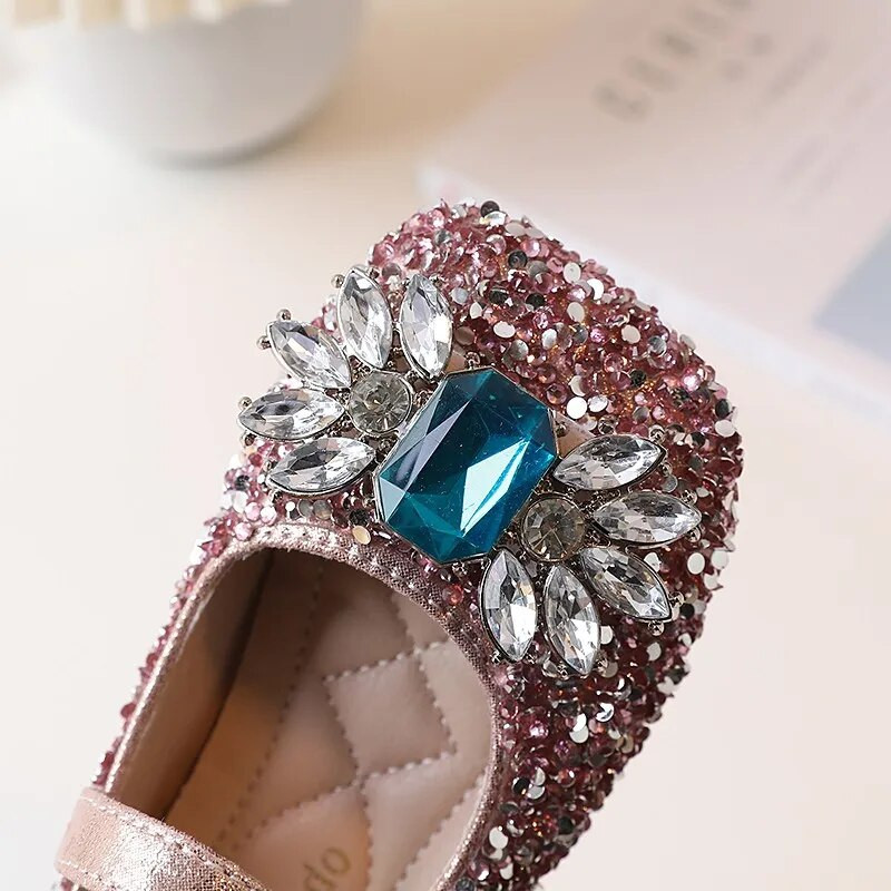 Lányos cipők 2023 nyár, új strasszok, gyönyörű Mary Janes puha hercegnős gyerekcipők parti esküvői bemutatókra Britain Flats