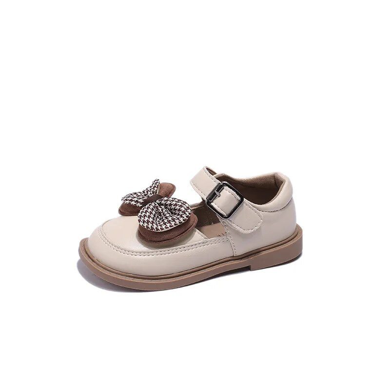 2023 m. naujas pavasaris, odiniai mergaičių batai su apvaliais pirštais, kabliukais ir kilpomis Minkšti kabliukai vaikams Madingi laisvalaikio batai Drop Shipping Bow