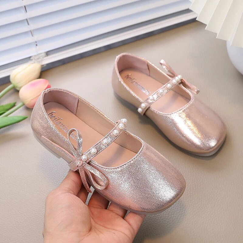 2023. aasta uued pehmed printsessikingad Hõbedased lastemood Mary Janes pidulikeks pulmaetendusteks Mitmekülgne vibu, laste jalatsid, tüdrukud, pärlid