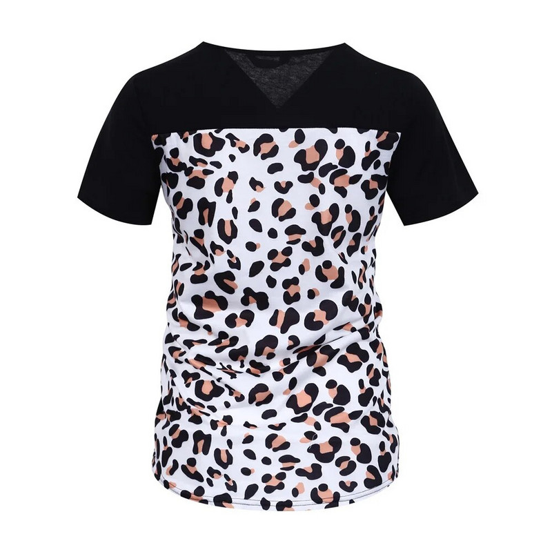 Nyári rövid ujjú kismama póló Leopárd zseb divat terhes anya felső női alkalmi ingek Vicces baba betöltő ruházat
