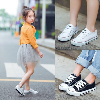 Нова марка Детски платнени маратонки за малки деца Спортни ежедневни обувки Модни дишащи детски платнени обувки с равни обувки Мокасини за момчета и момичета