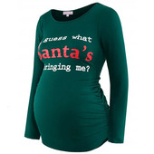 Topi grūtniecēm Tkrekls Sievietēm Ziemassvētku vecīša apdruka Grūtnieču drēbes Ziemassvētku grūtniecības krekls Apģērbs Ropa Mātes Embarazada