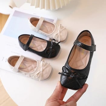 2023 Άνοιξη και Φθινόπωρο Νέο Κορεάτικο στυλ Sweet Girls Μαύρα δερμάτινα παπούτσια Παιδική μόδα με τετράγωνα δάχτυλα Μαλακά απλά φλατ Casual