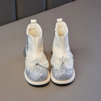 Детски обувки Модни ботуши за момиче Есен/Зима 2023 г. Тенденции Ботуши на принцеса с мека подметка Нехлъзгащи се две памучни кожени ботуши Ботуши на глезена Botas