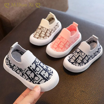 Multicolor Knitted Toddler Baby Sneakers Casual Slip On Sneakers Fashionable And Breathable Kid Girls Boys Sports Shoes