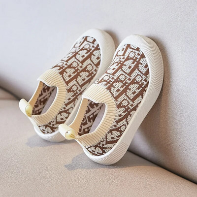 Daudzkrāsainas trikotāžas mazuļu kedas ikdienišķas čības Modes un elpojošas bērnu, meiteņu zēnu sporta apavi