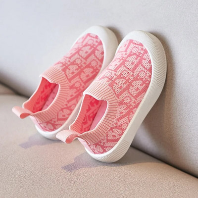 Daudzkrāsainas trikotāžas mazuļu kedas ikdienišķas čības Modes un elpojošas bērnu, meiteņu zēnu sporta apavi