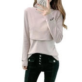 Tavaszi őszi kismama ápolóruhák hosszú ujjú betűk hímzés garbó terhes női szoptatás felsők szoptatás