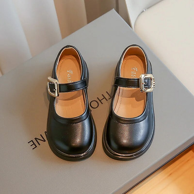 2023. g. Jaunas meiteņu ādas apavi sekli, daudzpusīgi, mīksti, pavasarīgi eleganti princešu apavi, vienkārši neslīdoši, bērni, kurpes ar apaļu purngalu sprādze