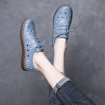 2022 Νέα μπλε κορδόνια Loafers Γυναικεία φθινοπωρινά παπούτσια Μπεζ φλατ Γυναικεία παπούτσια μπαλέτου Γυναικεία μαλακά μοκασίνια Γυναικεία loafers οδήγησης