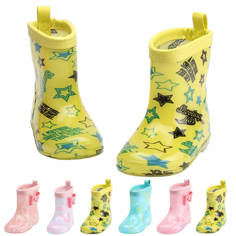 toddler bērnu lietus zābaki multfilmas bucknot zīdaiņu zēni meitenes PVC lietus zābaki neslīdoši apavi āra apavi grezni zābaki lielie zābaki
