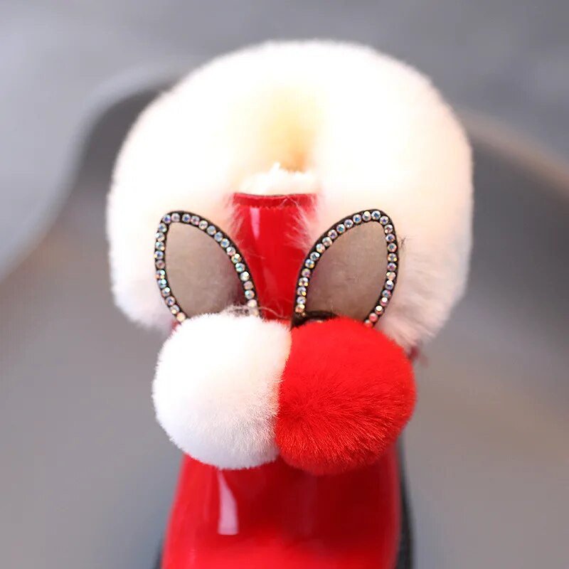 Meiteņu zābaki lakādas princeses sniega zābaki plīša biezi bērnu kokvilnas apavi Ziemas silti bērnu apavi Neslīdoši puszābaki