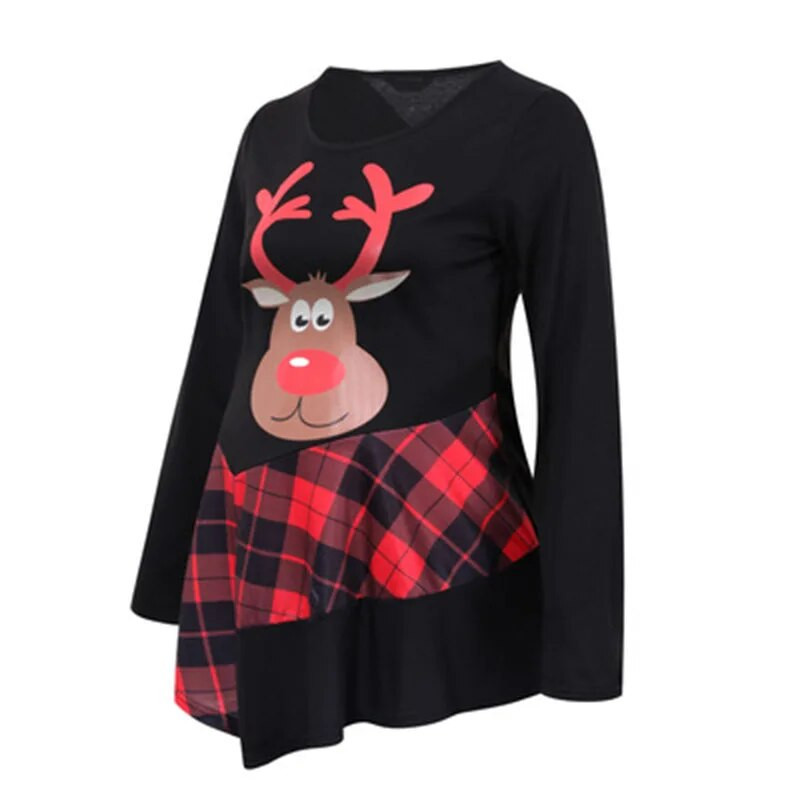 2Xl kismama ruhák póló Nagy méretű, hosszú ujjú, kerek nyakú karácsonyi témájú szarvas felsőruházat terhes nőknek, alkalmi felső